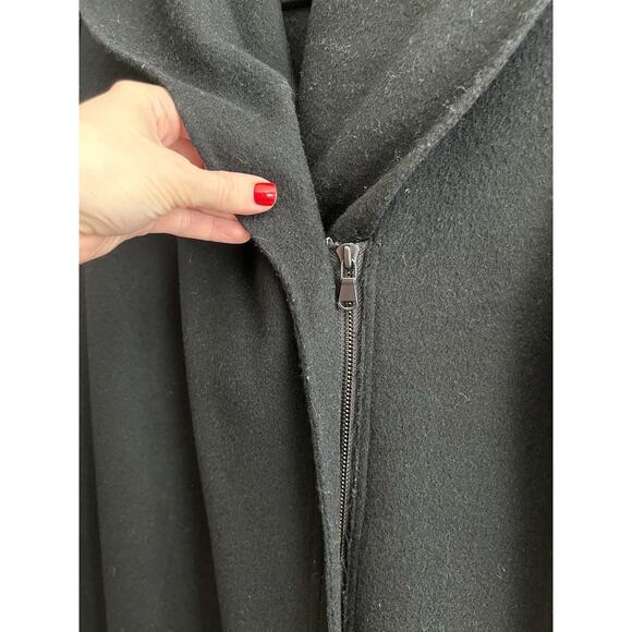 VINCE Black Wool Leather Zip Front Shawl Collar Jacket Coat - Picture 6 of 16